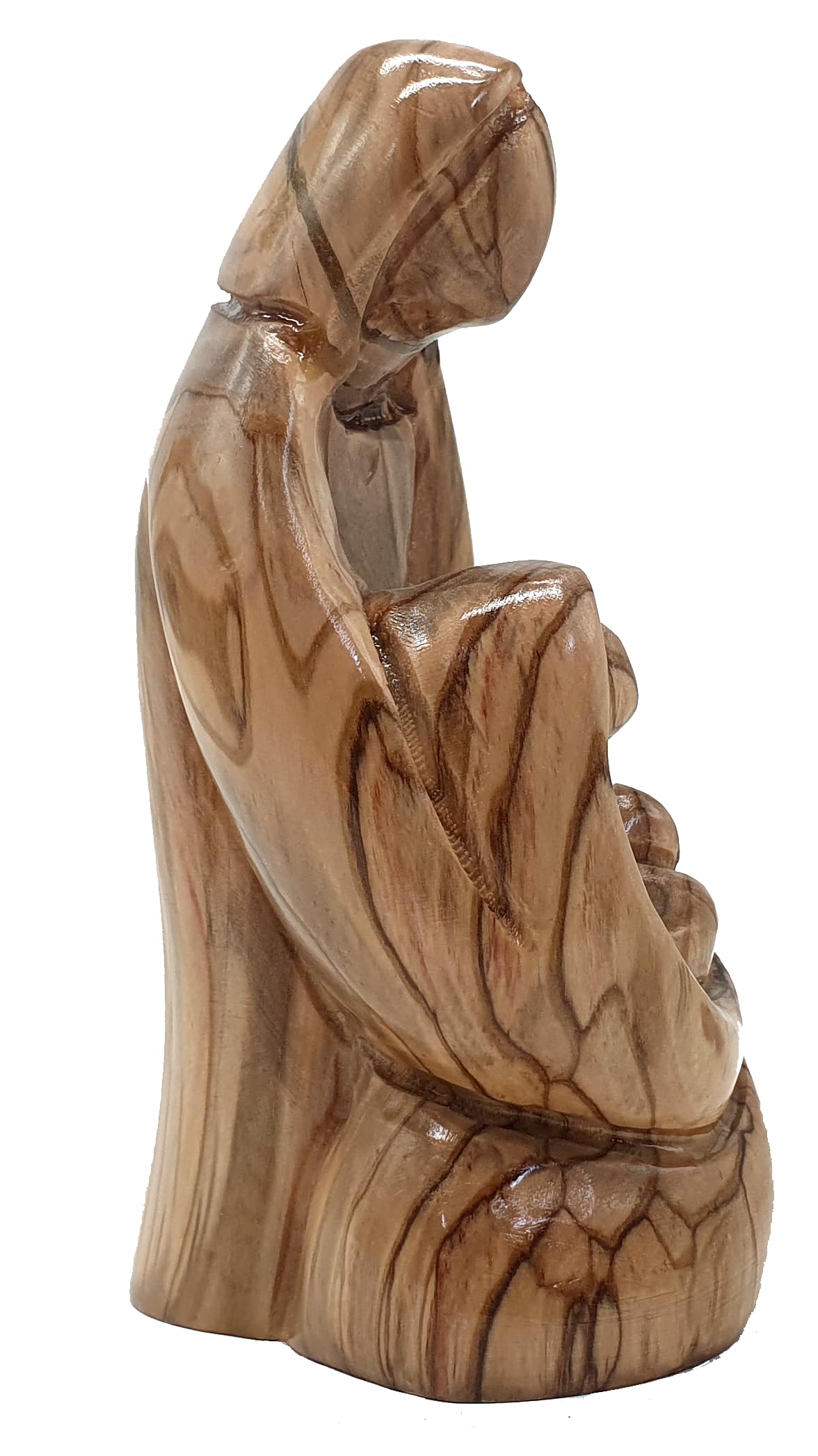 Zuluf Olive Wood Holy Family Nativity 4.9" - Hand Carved Mary Joseph Baby Jesus Figurines Christmas Scene Holy Land HOF050