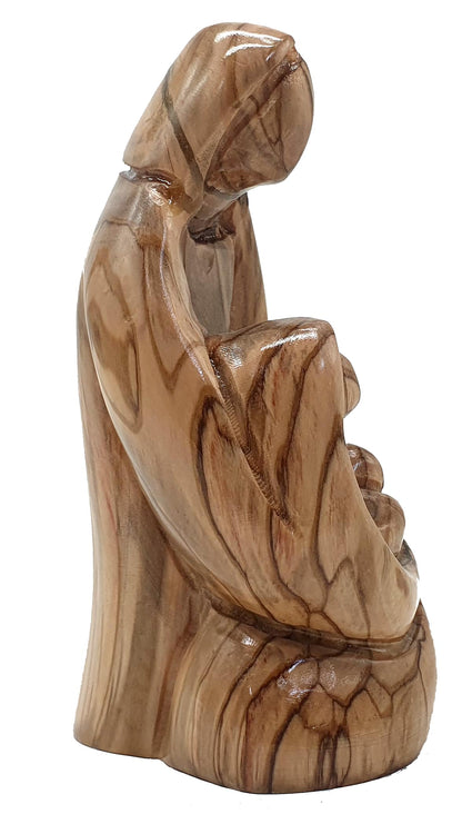 Zuluf Olive Wood Holy Family Nativity 4.9" - Hand Carved Mary Joseph Baby Jesus Figurines Christmas Scene Holy Land HOF050