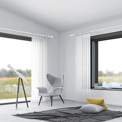 Thestoa Curtain Rods for Windows 30-62 Inch, 5/8" White Curtain Rod for Bedroom, Living Room,Kitchen,Farmhouse, Outdoor