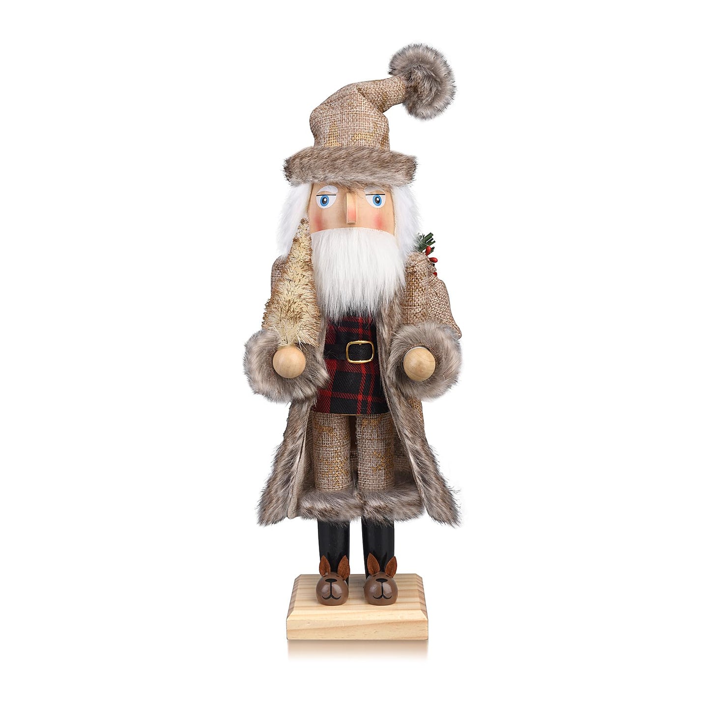 ArlinaL Santa Christmas Nutcracker Figures Decor 15 Inch, Wooden Xmas Nutcracker Santa Nutcracker Ornaments, Festive Christmas Decorations for Shelves and Tables