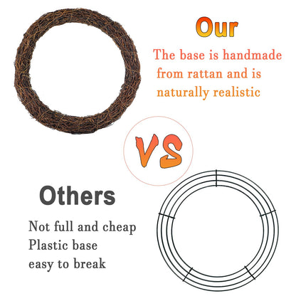Temfmy Natural Grapevine Wreath for Crafts - 14 Inch Round Rattan Twig Wreath Base - DIY Wreaths Making Supplies for Decor - 2 Pack