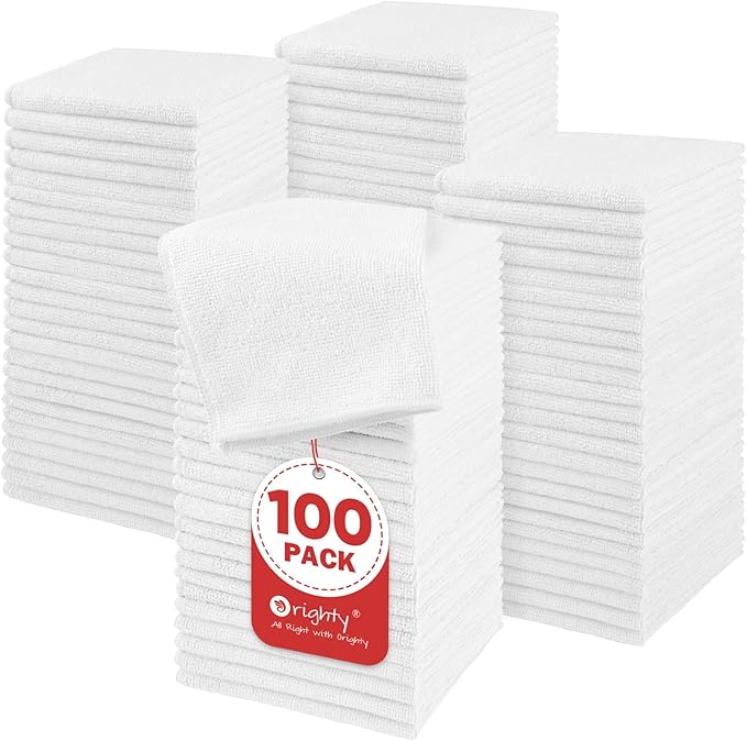 Orighty Microfiber Washcloths Bulk Towels Set 100 Pack, Highly Absorbent and