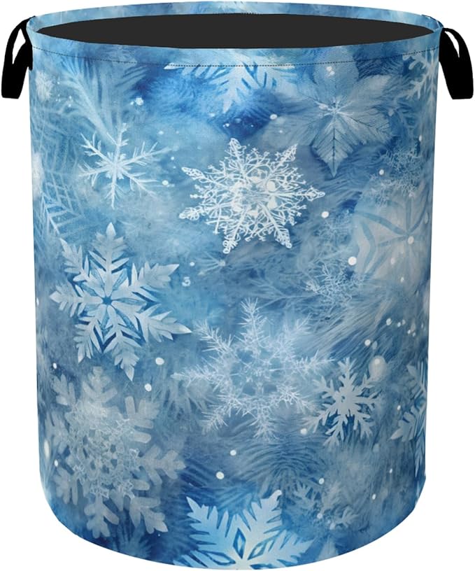Winter Laundry Basket, Snowflakes Laundry Hamper, Heavy Duty 60L Dirty Clothes