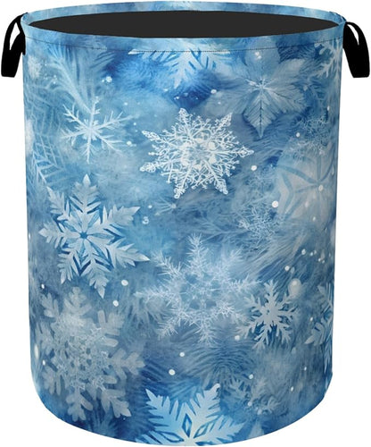 Winter Laundry Basket, Snowflakes Laundry Hamper, Heavy Duty 60L Dirty Clothes