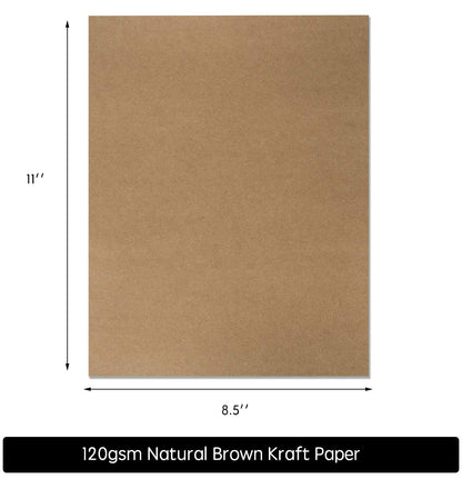120 Pack Kraft Paper - Brown Stationery Paper- Brown Craft Paper for Arts and Craft, Drawing, D.I.Y. Projects - Letter Size Kraft Paper - Laser & Inkjet Printer Compatible - 8.5 x 11 Inches