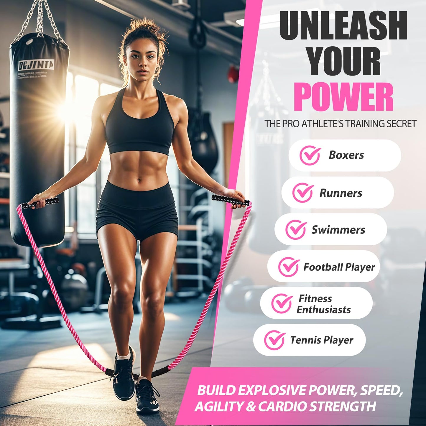 KUZARO Jump Rope, Weighted Jump Rope for Women, 1.5LB Adult Skipping Rope for Fitness, Home Gym Workout Equipment, Heavy Exercise Jumpropes for Weight Loss, Shape body, Strength Training, Total Body Workout