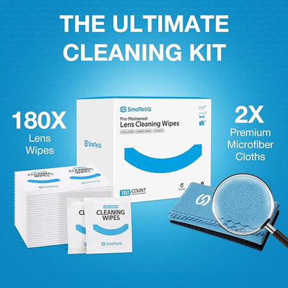 SmoTecQ Lens Wipes for Eyeglasses – Pre-Moistened Lens Cleaner for Coated Lenses