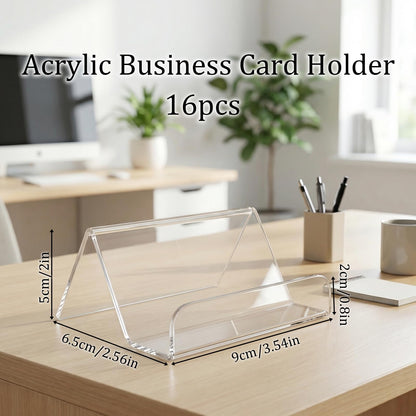 AOZUO 16 Pack Acrylic Business Card Holder for Desk, Business Card Display Stand Clear Desktop Business Name Card Holders Capacity 60 Cards