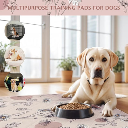 IEUUMLER Washable Pee Pads for Dogs, 2 Pack Non-Slip & Waterproof Pack Whelping Pad, Reusable Washable Puppy Potty Training Pad with Fast Absorbent for Playpen EU007 (Pink Daisy, 36"X24"-2pcs)