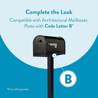 Architectural Mailboxes Edwards Post Mount Mailbox, Black, Large | Galvanized steel build for outside with rust-resistant powder-coat finish and a magnetic door closure. USPS approved.