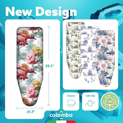Colombo Ironing Board Cover 55.1” x 21.7” – Fits Boards Up to 51.2” x 17.7” –