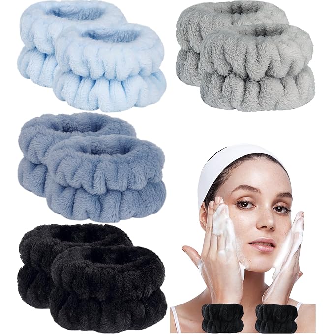 8pcs Wrist Bands for Washing Face, Absorbent Face Washing Wristbands,