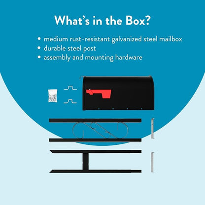 Architectural Mailboxes Mailbox to Go Mailbox with Post, Black, Medium | Includes the matching post and all hardware. Galvanized steel build and rust-resistant powder-coat finish. USPS approved.