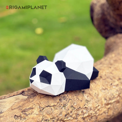 ORIGAMIPLANET 3D Panda Papa Origami Paper Craft Kit, Fun DIY Pre-Cut 3D Paper Art Model for Teens & Adults, Easy Handmade Animal Figurine Sculpture Gift Set for Bookshelf Decoration
