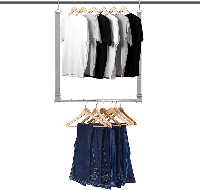 Hanging Closet Rod, 17-28In Width and Up to 32In Height Closet Extender