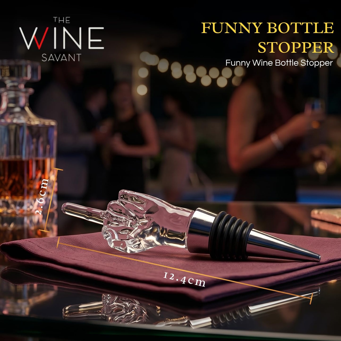 Unique Wine Bottle Stopper - Funny Wine Cork Beverage Bottle Sealer, Middle Finger Shaped Gag Gift For Wine Connoisseur & Lover, Reusable Glass Sealing Plug, Silicone Bottle Cap For Him, Her