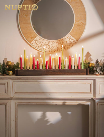NUPTIO Taper Candle Holders Wood: Wooden Candelabra Long Candles Stick Centerpieces - Farmhouse Candlestick Holder 20 arm for Birthday Party Fireplace Table Decor 30 Inches