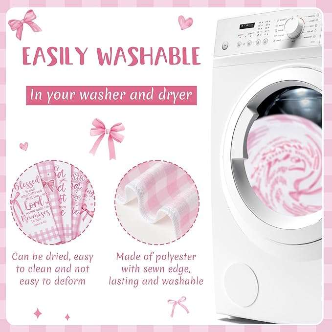 R HORSE Pink Bow Kitchen Dish Towels