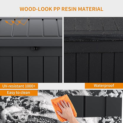 PatioZen 53 Gallon Package Delivery Boxes for Outside, Lokable Secure Resin Package Delivery Box with Lid, Weatherproof and Anti-Theft Storage for Outdoor Front Door, Porch, Curbside, House (Black)