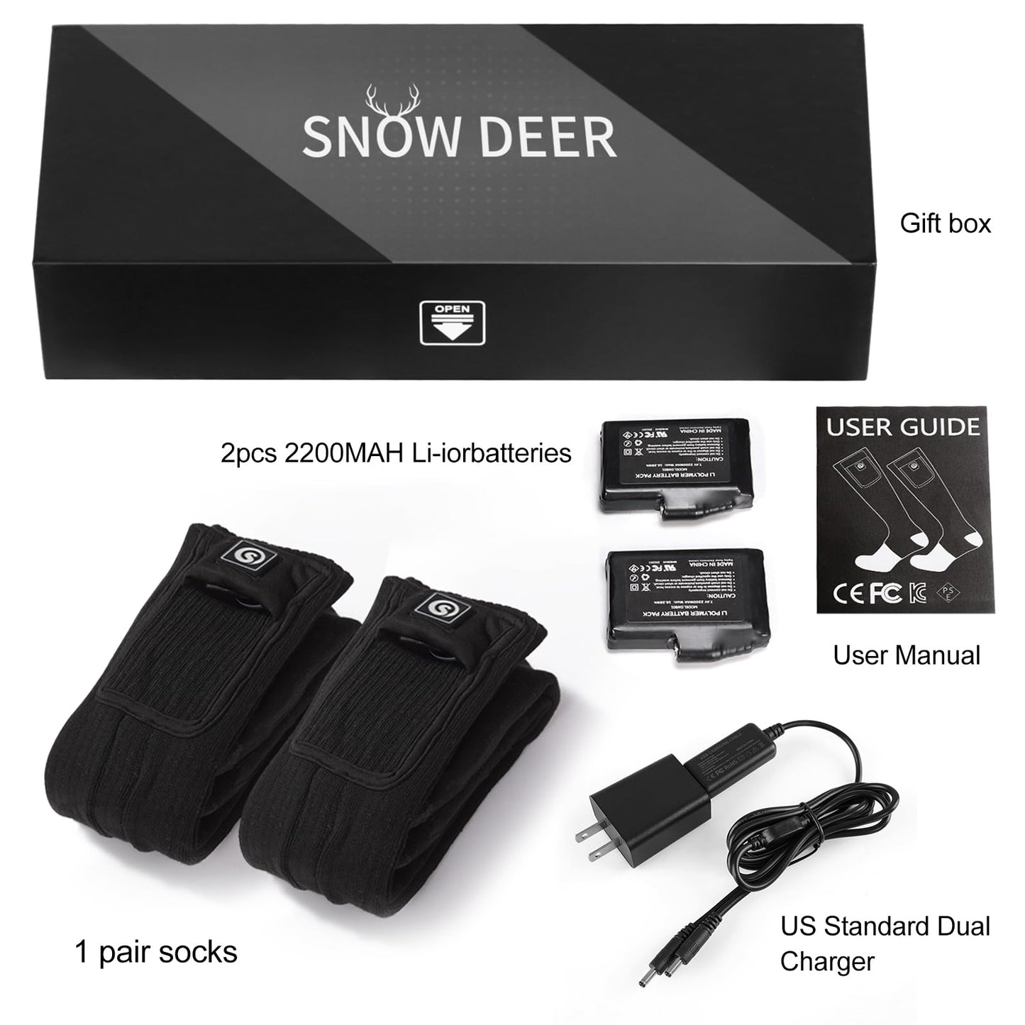 Upgraded Heated Socks,7.4V 2200MAH Electric Rechargeable Battery Heating Socks for Men Women,Winter Outdoor Sports Ski Hunting Camping Hiking Climbing Riding Motorcycle Warm Socks Foot Warmer (M)