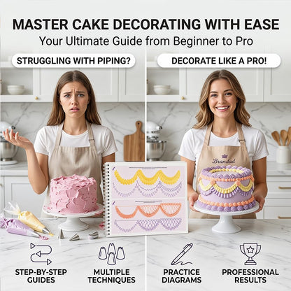 MDTARVF Upgraded Cake Practice Decorating Board with Adjustable Stand Thickened Waterproof, 23 Sheets Icing Piping Nozzles Practice Drawings Cake Decorating Kit Baking Supplies for Beginner Home Baker