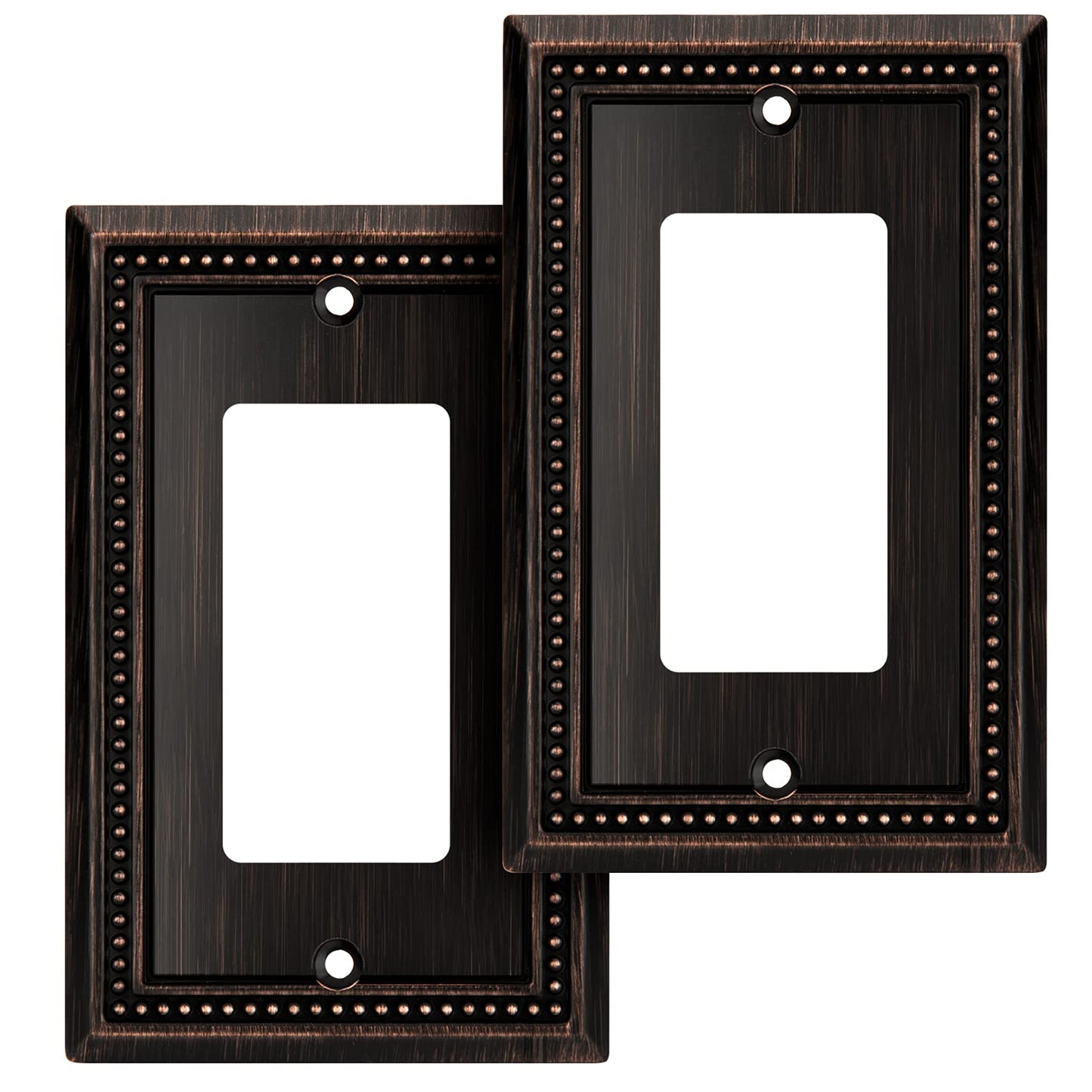 Henne Bery Sunken Pearls Heavy Duty Decorative Wall Plate Switch Plate Outlet Cover (Single Decorator, 2 Pack, Aged Bronze)