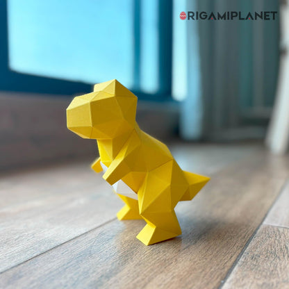 ORIGAMIPLANET 3D Dinosaur Origami Paper Craft Kit, T-Rex Cute DIY Pre-Cut 3D Papercraft for Teens & Adults, Creative Handmade Animal Figurine Paper Sculpture STEM Puzzle Origami Gift Set