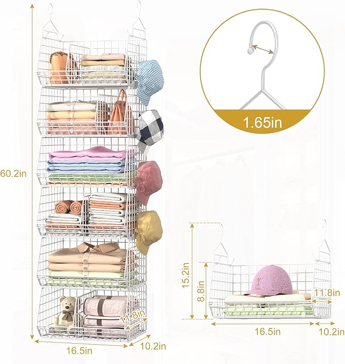 6 Tier Extra Large Hanging Closet Organizer, Closet Storage Hanging