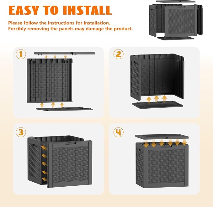 36 Gallon Package Delivery Boxes for Outside, Resin Outdoor Storage Box with Rattan Pattern, Storage Cabinet for Parcel Shipping & Storage