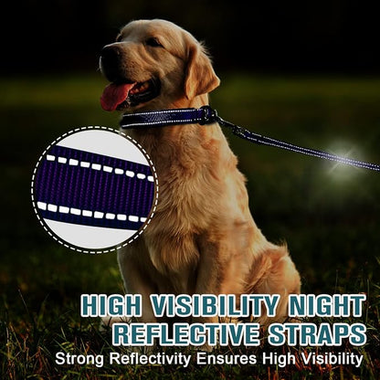Dog Collar for Medium Small Large Dogs Reflective with Leash,Collar and Leash for Dogs,Soft Neoprene Padded 2 Pack(Purple,XS)
