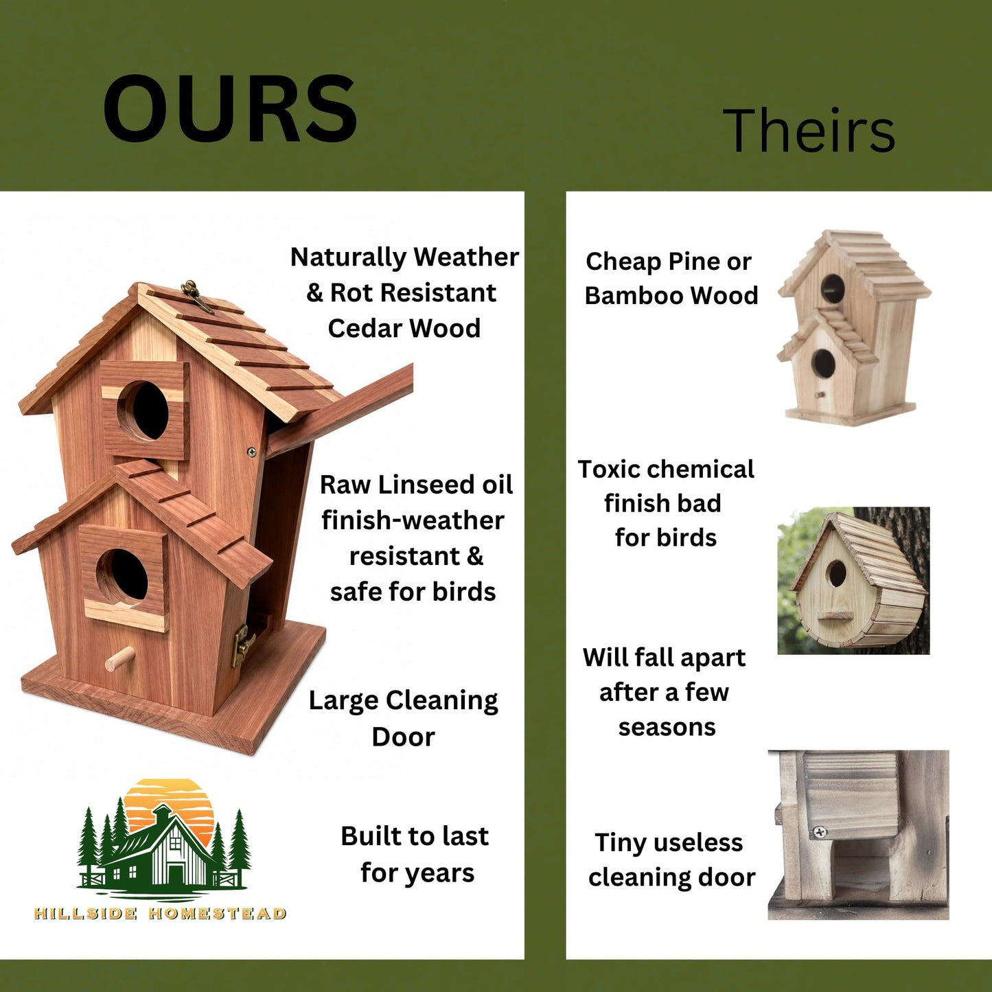 Cedar Bird House for Outside, Wooden Birdhouse for Outdoors, Bluebird House, Hanging Birdhouse with Predator Guard, Large Clean Out Door, All Natural Linseed Oil Finish