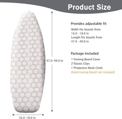 SheeChung Ironing Board Cover and Pad 18"x49", Wide Ironing Board Cover