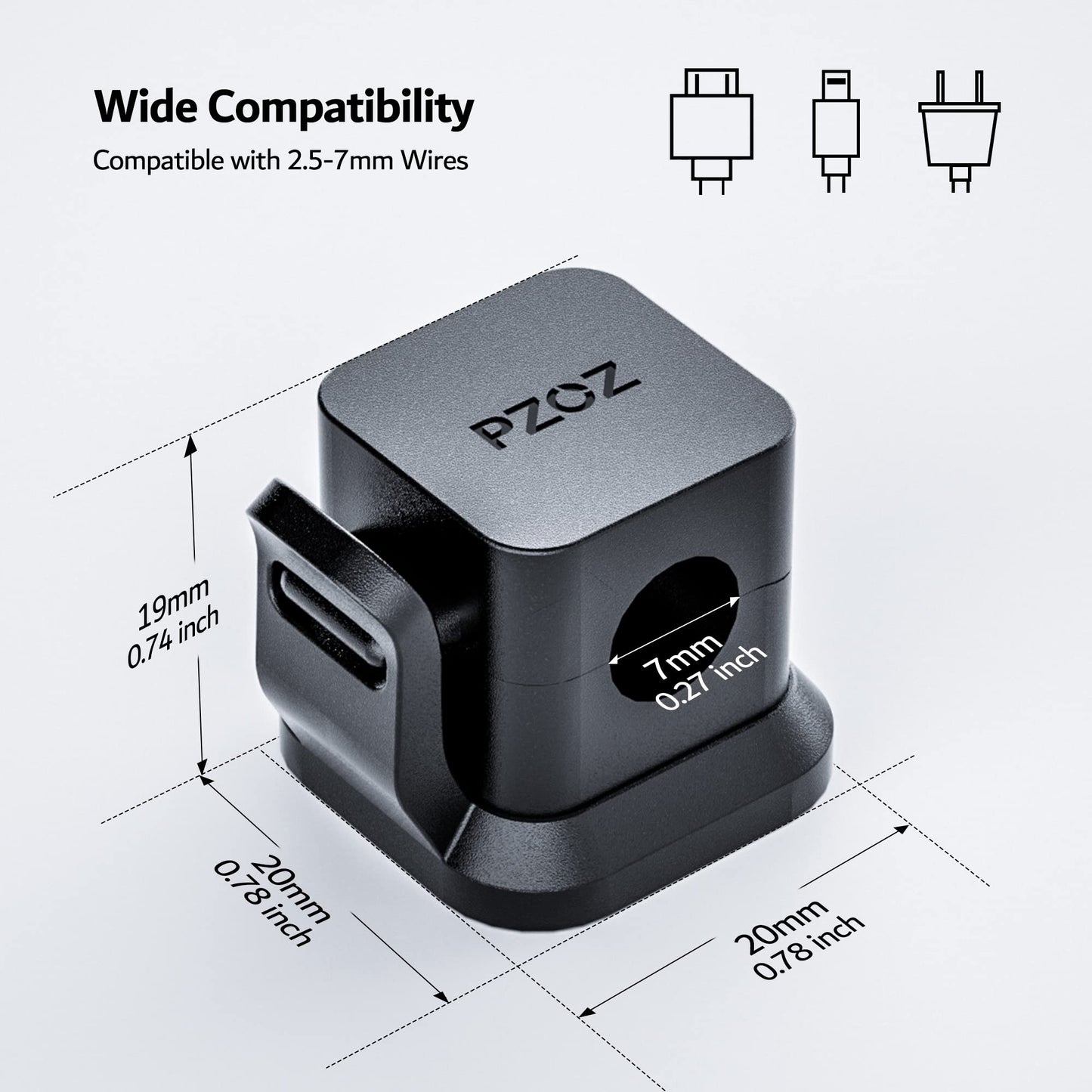 PZOZ 6 Pack Cord Organizer, Adhesive Charger Cable Clips, Wire Holder Keeper Organizer, Charging USB Cable Management for Home Office Desk Phone Car Wall Desktop Nightstand (Black)