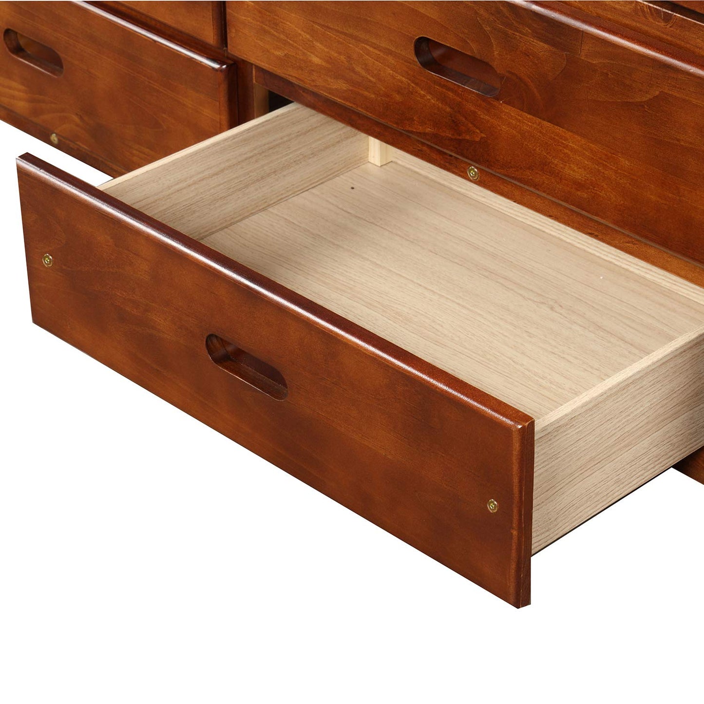 Merax Solid Wood Storage Bed with 6 Drawers, Wooden Slat Support, No Box Spring Needed