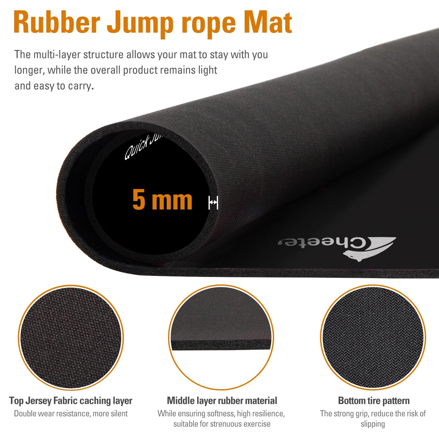 Jump Rope Mat Large Rubber Exercise Mat Workout Mats for Home Gym Flooring Non-Slip Oval Design for Floor & Rope Protection