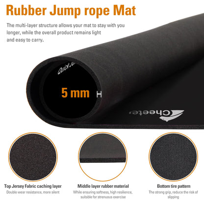 Jump Rope Mat Large Rubber Exercise Mat Workout Mats for Home Gym Flooring Non-Slip Oval Design for Floor & Rope Protection