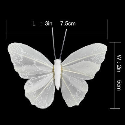 YCHTEWY- Feather Butterfly Decorations Set of 12 pcs White Craft Butterflies on Wire .Party Spring Home Decor Floral Pics…