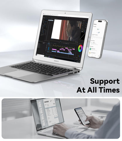 CloudValley Magnetic Phone Holder for Laptop Designed for iPhone 17/16/15/14/13/12 MagSafe, Adjustable Phone Monitor Side Mount, Slim Portable Foldable Computer Expansion Bracket, Silver