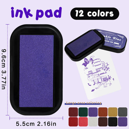 Large Oil Ink Pads for Kids Washable Craft Ink Stamp Pads,12 Color DIY Clear Embossing Ink Pad for Clothes,Baby Footprint Handprint,Rubber Stamps, Paper, Scrapbooking,Best Gift for Kids and Adult