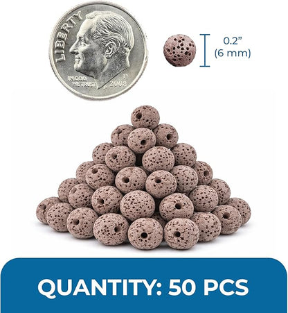 SunGrow Betta Lava Beads, Lightweight Substrate for Fish Tanks, Decorative Gravel for Aquariums, Brown Volcanic Lava Rocks for Filtration, 0.2", 50 Pcs per Pack