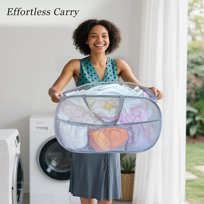 Collapsible Laundry Baskets 2 Pack, Mesh Pop Up Hamper