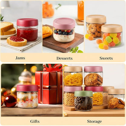 TBWIND 12 Pack Overnight Oats Containers with Lids, 10oz Glass Mason Jars with Airtight Lids, Wide Mouth Food Storage Containers for Yogurt, Chia Pudding, Salads, Snacks & Meal Prep