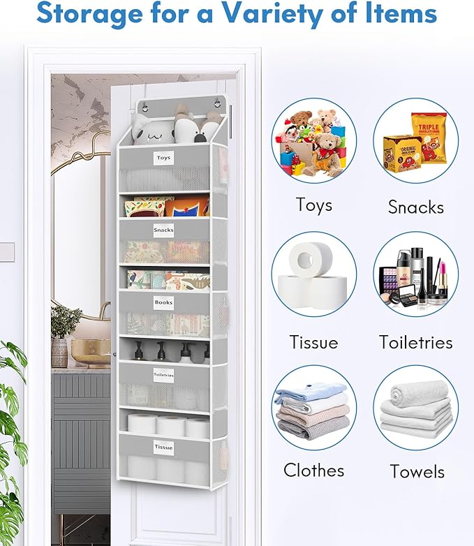 Over The Door Organizer Hanging, 2 Pack 5 Shelf Behind The Doors Storage