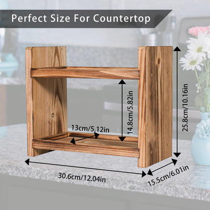 Cloud Fragrant 2-Tier Wooden Spice Rack, Countertop Organizer for Kitchen & Bathroom, Multi-Purpose Storage Shelf for Cosmetics, Spices, Toiletries