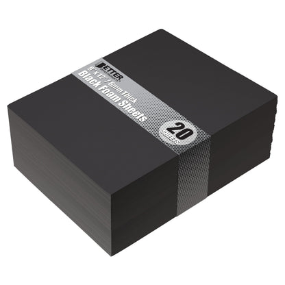 Better Office Products Black EVA Foam Sheets, 20 Pack, 6mm Extra Thick, 9 x 12 Inch, Black Color, for Arts and Crafts, 20 Sheets Bulk Pack