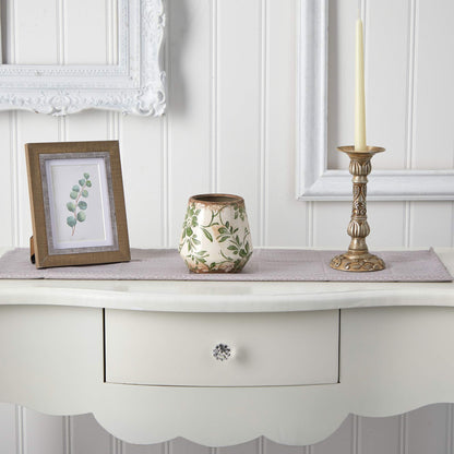 5.5in. Tuscan Ceramic Green Scroll Planter