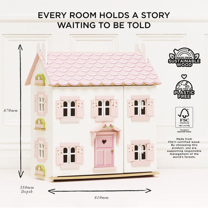 Le Toy Van - Iconic Sophie's Large Wooden Doll House | Dream House Wooden Dolls House Play Set | Great As A Gift | Suitable for Ages 3+