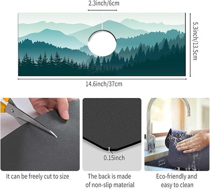 Absorbent Splash Guard Mat for Kitchen Sink, 15×5.5 Inch Cute Fast Drying Drip