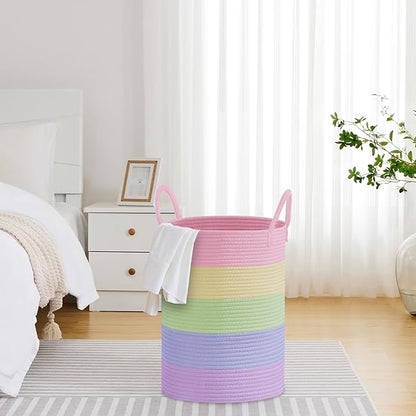 VIPOSCO Large Laundry Hamper, Tall Woven Rope Storage Basket