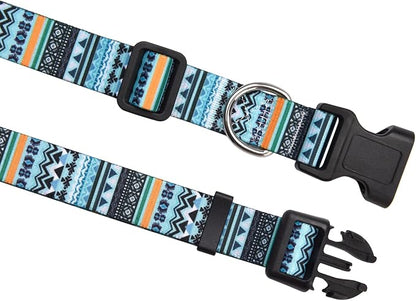 MarukoPet Dog Collar, Adjustable for Small Medium Large Dogs Puppy, Cute Design with Bohemia Floral Tribal Geometric Patterns Boys Girls Dog Collar(Green Bohemia-XS)